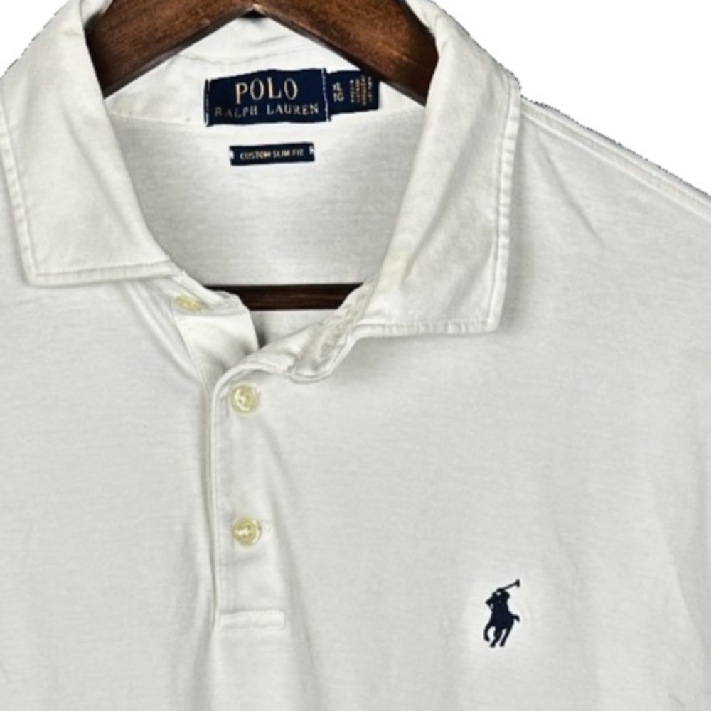 Polo Ralph Lauren Polo Shirt Mens XL White Custom Slim Fit Pony Logo Short Sleev